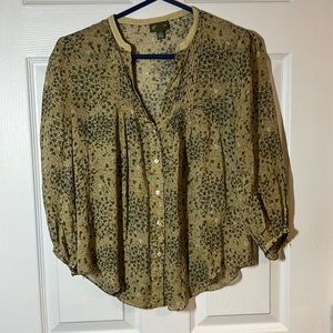 Anthro floral smock neck top